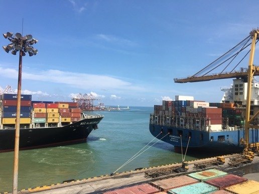 container ships at sea