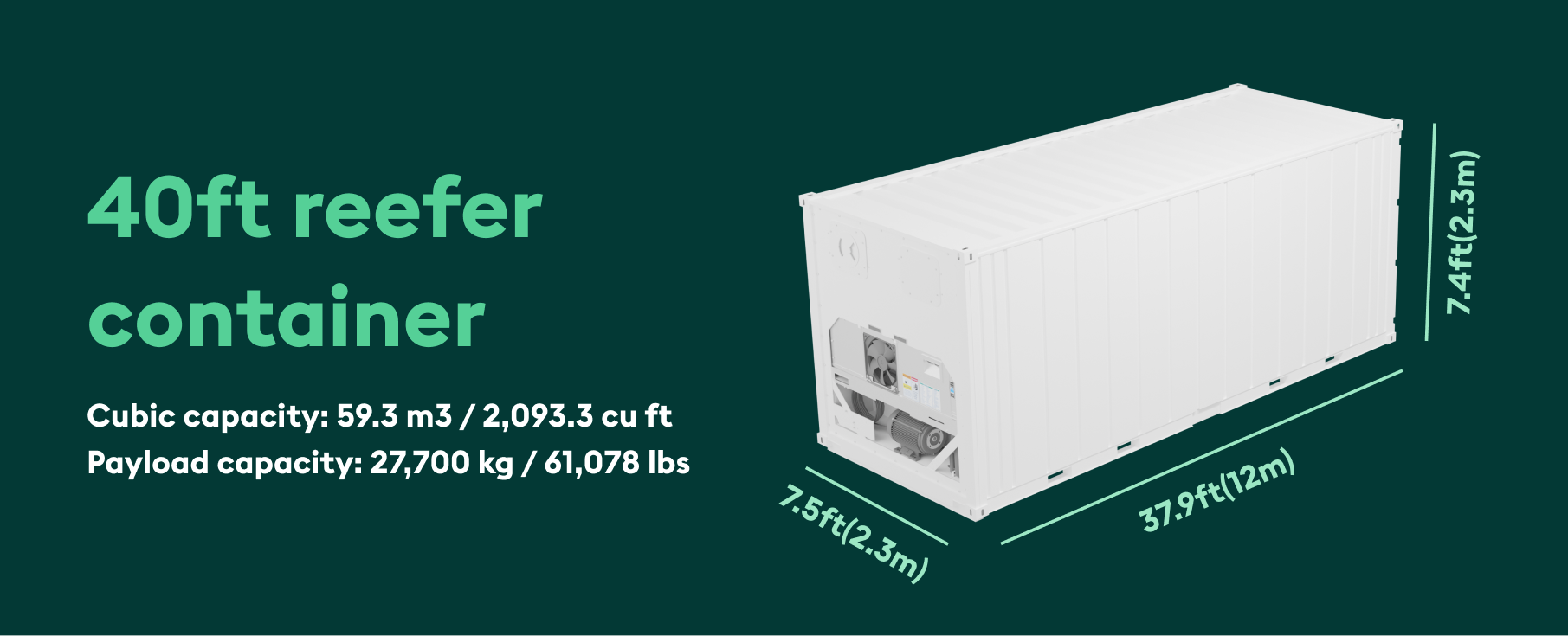 40ft reefer dimensions