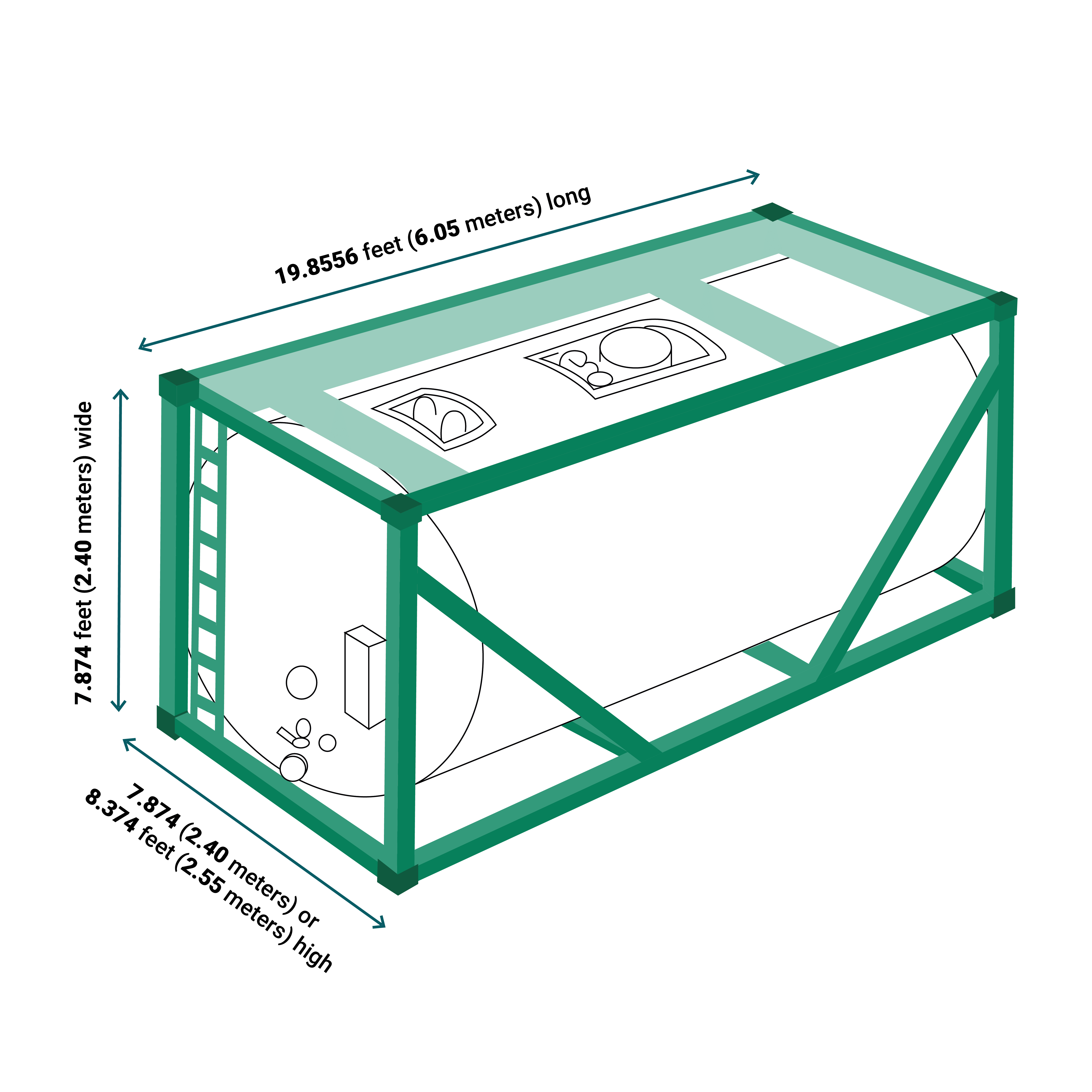 Dimensions of ISO tank containers