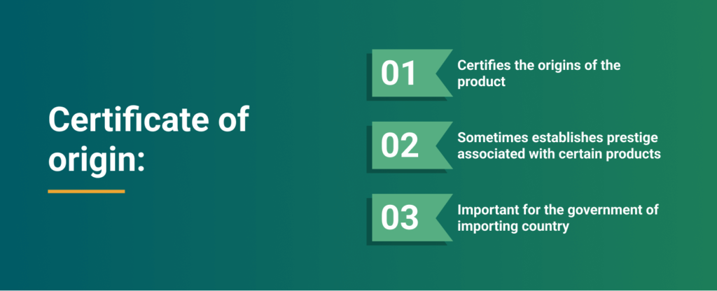 certificate of origin for container clearance