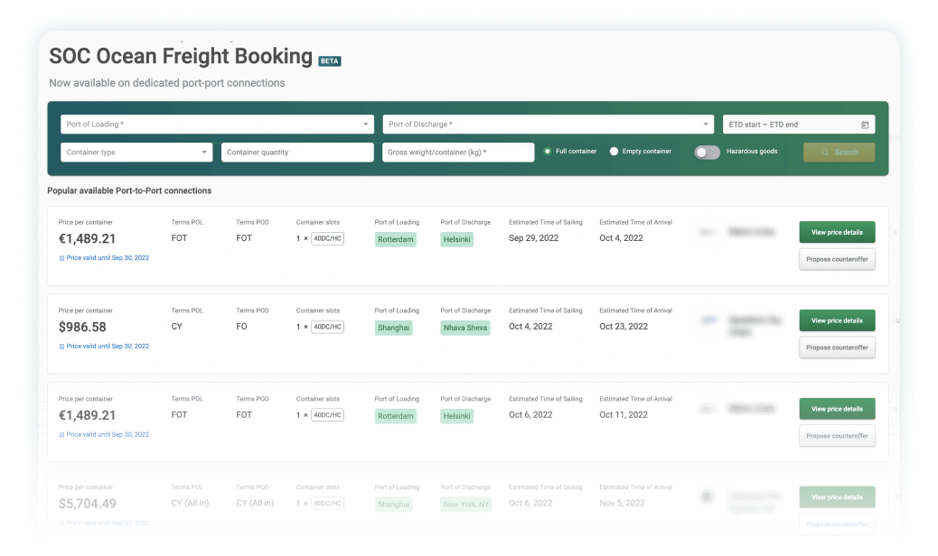 compare freight shipping rates