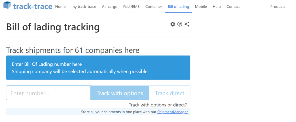 Bill of lading tracking site